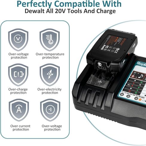 DC18RC 18 Volt 3.0A Rapid Li-ion Charger Replacement Compatible with Makita 18V Battery Charger DC18RD DC18RA DC18SD DC18SE and 18V Lithium-Ion Battery BL1430 BL1815 BL1830 BL1840 BL1850 in Kuwait