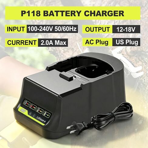 P118 Rapid Charger Replacement for Ryobi 18V Battery Charger P118 P119, Compatible with Ryobi 18Volt Battery P108 P104 P105 P102 P103 P109 p107 P190 P122 in Kuwait
