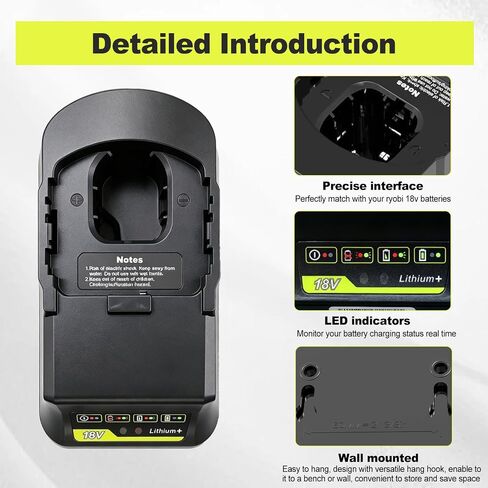 P118 Rapid Charger Replacement for Ryobi 18V Battery Charger P118 P119, Compatible with Ryobi 18Volt Battery P108 P104 P105 P102 P103 P109 p107 P190 P122 in Kuwait
