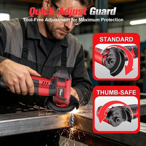 12V Cordless Angle Grinder, 3-Inch Mini Angle Grinder with 19500RPM Pure Copper Motor, 2 x 2000mAh Batteries & Grinding Discs, Lightweight Cutting Tool for Metal & Wood (RED) in Kuwait