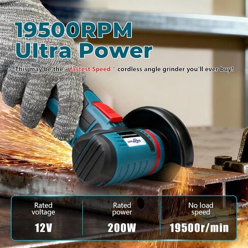 Mini Angle Grinder Cordless 19500 RPM SIEARPUORL 12V Brushless Small Angle Grinder Tool with 2 PC 2000mAh Batteries Charger,Cordless Grinder for Metal Cutting 13pcs Handheld Grinder Kit,Tile Polishing in Kuwait