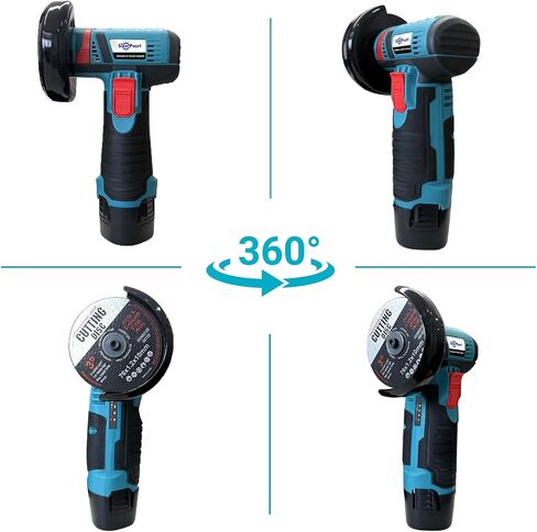 Mini Angle Grinder Cordless 19500 RPM SIEARPUORL 12V Brushless Small Angle Grinder Tool with 2 PC 2000mAh Batteries Charger,Cordless Grinder for Metal Cutting 13pcs Handheld Grinder Kit,Tile Polishing in Kuwait