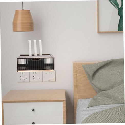 Wifi Router Storage Box Wall Mount Organizer Cable Hider for Router Medium Mocha Brown Decorative and Functional for Home Office in Kuwait