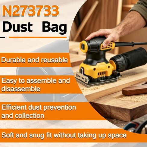 N273733 Sander Dust Bag Assembly for DeWalt Hand Sander Collector | Replacement dust collector bag collects sanding dust, wood chips and fine debris to help keep DIY woodworking areas cleaner. in Kuwait