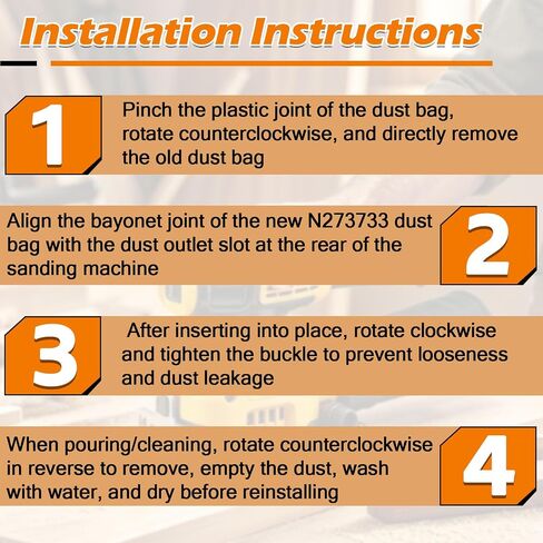 N273733 Sander Dust Bag Assembly for DeWalt Hand Sander Collector | Replacement dust collector bag collects sanding dust, wood chips and fine debris to help keep DIY woodworking areas cleaner. in Kuwait