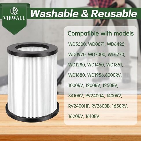 2 Pack VF4000 Replacement Filter Compatible with RIDGID Wet/Dry Vacuum | for Standard Wet/Dry Vac Filter | Wet Dry 5-20 Gal | 6-9 Gal Husky Vacuum | Craftsman Vacs in Kuwait