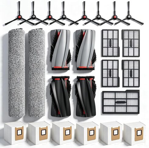 Omni S1 Pro Replacement Parts Accessories for Eufy Omni S1/S1 Pro Robot Vacuum: Main Brush X1, Side Brush X6, Washable Filter X4, Dust Bag X4, Rolling Mop X3 17-Pack(NOT FOR S2) in Kuwait