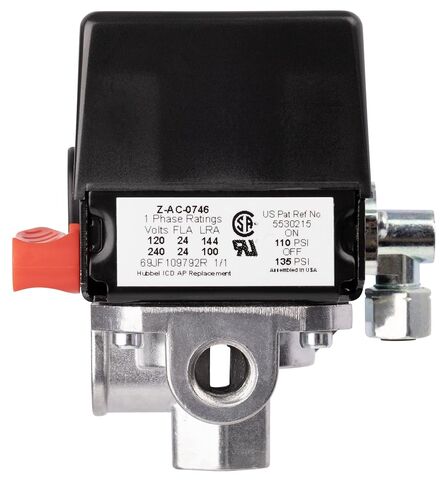 AC-0746 Pressure Switch 4-Port 110-135 PSI 2-Pole 120-240V Compatible with Craftsman, DeVilbiss, and Porter Cable Air Compressor Units in Kuwait