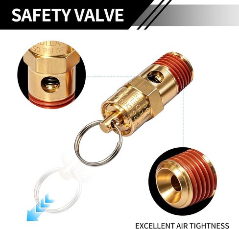 1/4 Inch Air Compressor Check Relief Valve, Brass Safety 150 PSI Pressure Relief Valve 2pcs in Kuwait