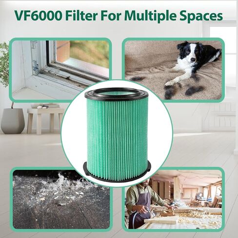 VF6000 Filter for Ridgid 5-20 Gallon Wet Dry Vacuums WD5500 WD0671 WD6425 WD7000 WD1280 WD1851 WD1680 WD1956 RV2400A 1400RV RV2600B 2 Pack VF6000 Filters + 4 Pack VF3502 Bags in Kuwait