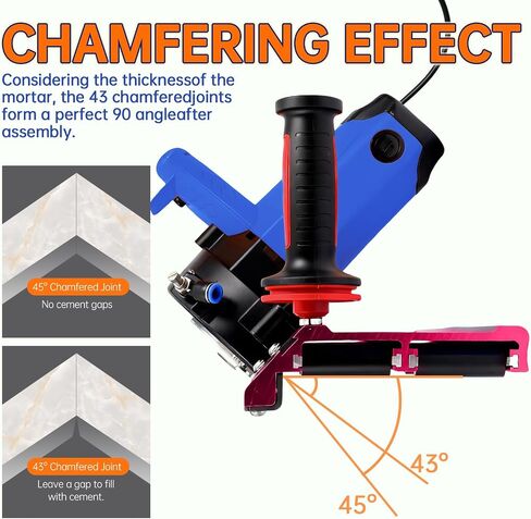 1800W Tile Beveling Tool, 43° Chamfer Machine with 16-Roller Base, Water Cooling & Dust Bag, Edge Bevel Cutter for Porcelain, Ceramic Tile, Marble & Stone in Kuwait