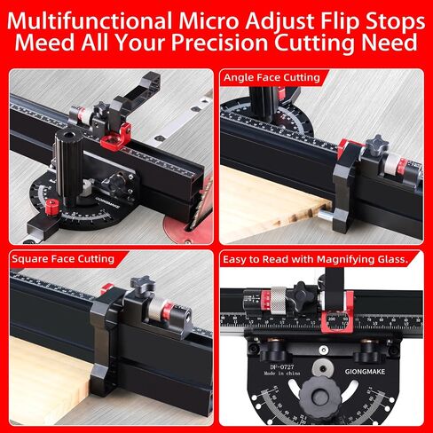 GOINGMAKE Table Saw Miter Gauge with Micro Adjust Flip Stop and 13 Precision Angle Position Stops, Miter Gauge for Table Saw with 18 Inch Fence for Crosscut and Miters, Fits 3/8" x 3/4" Slot in Kuwait