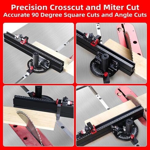GOINGMAKE Table Saw Miter Gauge with Micro Adjust Flip Stop and 13 Precision Angle Position Stops, Miter Gauge for Table Saw with 18 Inch Fence for Crosscut and Miters, Fits 3/8" x 3/4" Slot in Kuwait