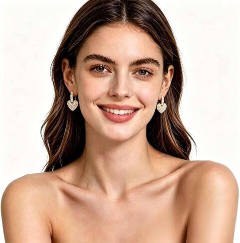 Pearl Hoop Earrings for Women | Unique Mismatched Gold and Silver Plated Pearl and Heart Dangle Earrings | Statement Hammered Gold Huggie Y2k Aesthetic Earrings in Saudi Arabia