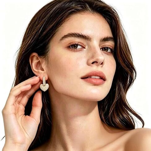Pearl Hoop Earrings for Women | Unique Mismatched Gold and Silver Plated Pearl and Heart Dangle Earrings | Statement Hammered Gold Huggie Y2k Aesthetic Earrings in Saudi Arabia