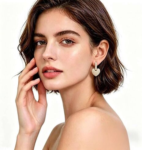 Pearl Hoop Earrings for Women | Unique Mismatched Gold and Silver Plated Pearl and Heart Dangle Earrings | Statement Hammered Gold Huggie Y2k Aesthetic Earrings in Saudi Arabia