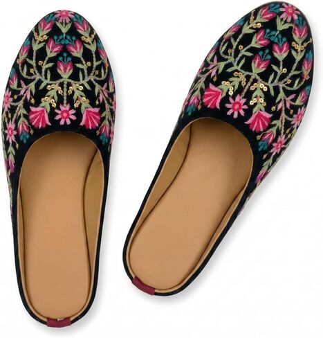 Chandrakala Bridal Mojaris for Women Embroidered Punjabi Jutti Slip-On Flats (WF158-P) in Kuwait