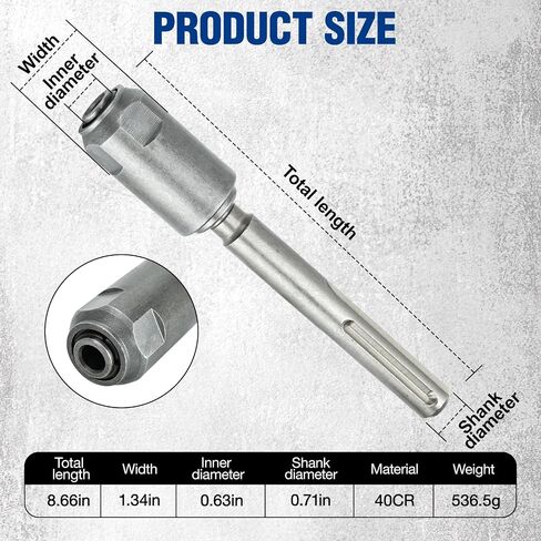 SDS-Max to SDS-Plus Adapter, 40 Chrome Steel Hammer Drill Adaptor | Rotary Hammer Connection Adapter Bits, 40 Chrome Steel Hammer Drill Adaptor for Quick Change Shank Drill Converter Tools in Kuwait