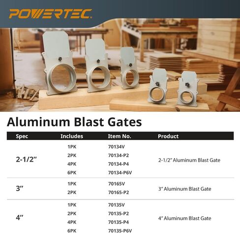 POWERTEC 70134-P2V 2-1/2-Inch Aluminum Blast Gate for Dust Collector, Dust Collection Fittings - 2 PK in Kuwait