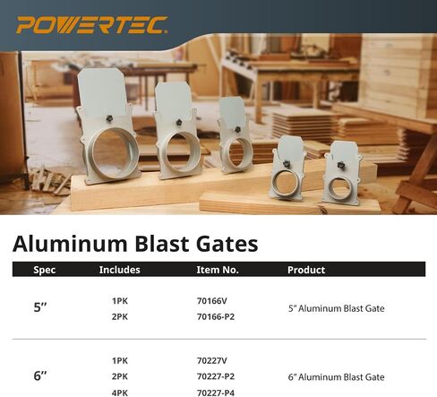 POWERTEC 70134-P2V 2-1/2-Inch Aluminum Blast Gate for Dust Collector, Dust Collection Fittings - 2 PK in Kuwait