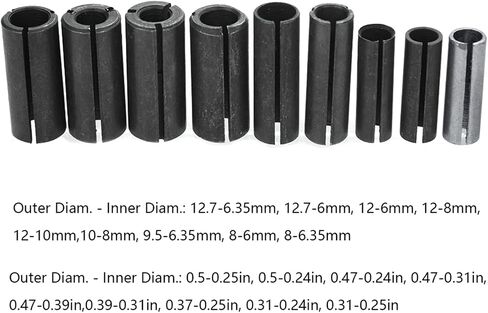Router Bit Chuck Collet Adapter Split Bushing Set High Precision Woodworking Tool for Engraving Machine Wood Router Springsteels Material 9 Pieces Various Sizes in Kuwait