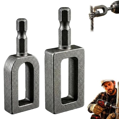 2PCS Wire Twister Tool for Drill, Heavy Duty Electric Drill for 1/4" Hex Shank, Professional Steel Wire Twisting Tool for Fencing, Rebar Tying in Kuwait