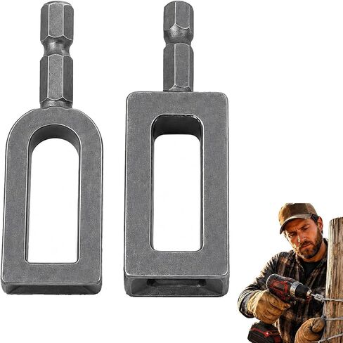 2PCS Wire Twister Tool for Drill, Heavy Duty Electric Drill Wire Twisting Tool with 1/4" Hex Shank, Alloy Steel Fence Twister for Rebar Tying, Farm Repair & Construction in Kuwait