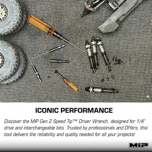 MIP RC Hex Bit Tool Kit Bundle – Includes 1.3mm, 1.5mm, 2.0mm, 2.5mm, 3.0mm Hex Bits & Quick Change Handle – Precision Drill Driver Tools for RC Car Repairs – Made in USA in Kuwait