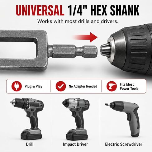 Wire Twister Tool for Drill, Heavy Duty Electric Wire Twisting Tool with 1/4" Hex Shank, Steel Wire Twister Drill Attachment for Fencing, Rebar Tying, Electrical Wire and Cable Twisting, 2pcs in Kuwait
