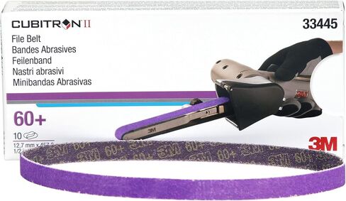 Cubitron 3M II File Belt, 33445, 60+ Grit, 1/2 in x 18 in, 10 File Belts, Resin Bonded, Spot Weld Removal, Pack of 2 in Kuwait