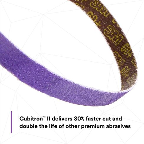 Cubitron 3M II File Belt, 33445, 60+ Grit, 1/2 in x 18 in, 10 File Belts, Resin Bonded, Spot Weld Removal, Pack of 2 in Kuwait