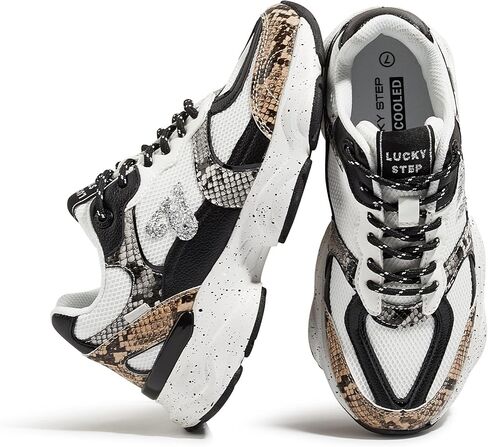 LUCKY STEP Women's Mesh Walking Shoes Casual Running Gym Athletic Sports Workout Tennis Chunky Colorblock Fashion Sneakers Footwear in Kuwait
