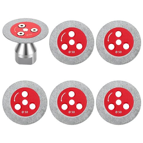 6 Pcs Mini Diamond Glass Cutting Disc 2 Inch(50mm) Saw Blade and 1pc 5/8''-11 Flange Mini Carving Disc Engraving Saw Blade for Glass Jade Marble Granite Artificial Stone Porcelain Tile Ceramic in Kuwait
