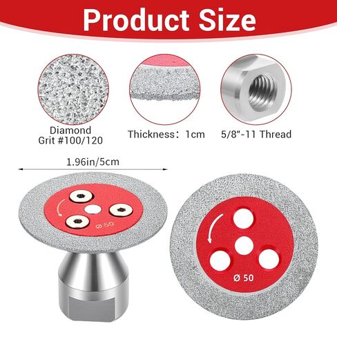 6 Pcs Mini Diamond Glass Cutting Disc 2 Inch(50mm) Saw Blade and 1pc 5/8''-11 Flange Mini Carving Disc Engraving Saw Blade for Glass Jade Marble Granite Artificial Stone Porcelain Tile Ceramic in Kuwait