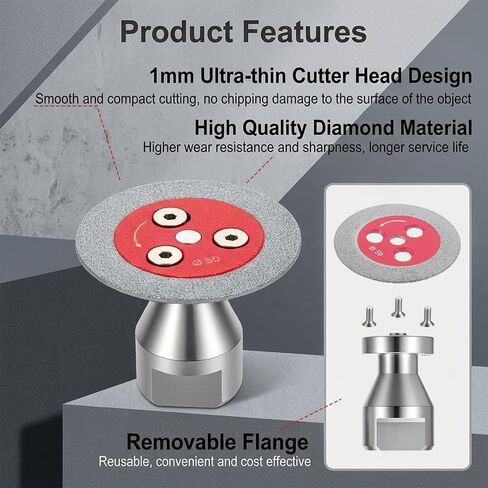 6 Pcs Mini Diamond Glass Cutting Disc 2 Inch(50mm) Saw Blade and 1pc 5/8''-11 Flange Mini Carving Disc Engraving Saw Blade for Glass Jade Marble Granite Artificial Stone Porcelain Tile Ceramic in Kuwait