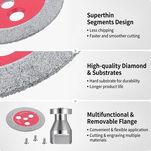 6 Pcs Mini Diamond Glass Cutting Disc 2 Inch(50mm) Saw Blade and 1pc 5/8''-11 Flange Mini Carving Disc Engraving Saw Blade for Glass Jade Marble Granite Artificial Stone Porcelain Tile Ceramic in Kuwait