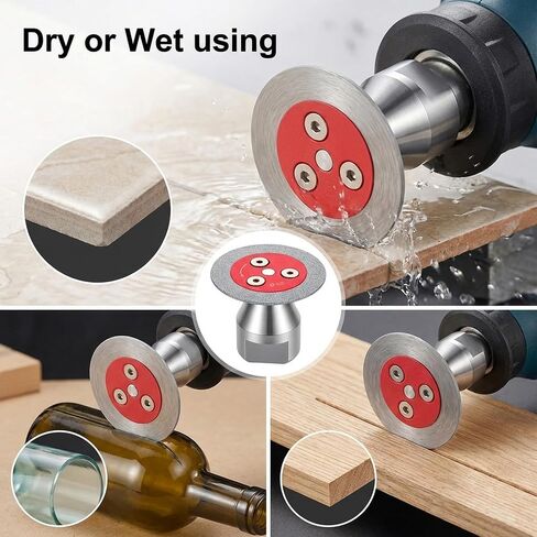 6 Pcs Mini Diamond Glass Cutting Disc 2 Inch(50mm) Saw Blade and 1pc 5/8''-11 Flange Mini Carving Disc Engraving Saw Blade for Glass Jade Marble Granite Artificial Stone Porcelain Tile Ceramic in Kuwait