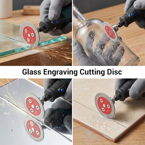 6 Pcs Mini Diamond Glass Cutting Disc 2 Inch(50mm) Saw Blade and 1pc 5/8''-11 Flange Mini Carving Disc Engraving Saw Blade for Glass Jade Marble Granite Artificial Stone Porcelain Tile Ceramic in Kuwait