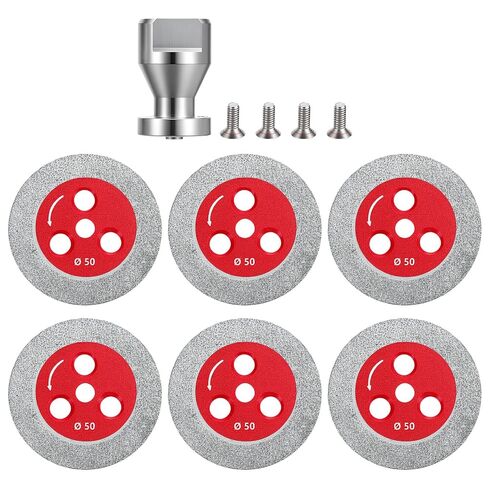 6 Pcs Mini Diamond Glass Cutting Disc 2 Inch(50mm) Saw Blade and 1pc 5/8''-11 Flange Mini Carving Disc Engraving Saw Blade for Glass Jade Marble Granite Artificial Stone Porcelain Tile Ceramic in Kuwait