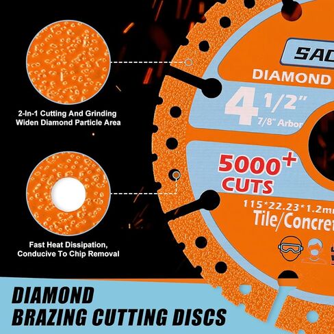 SAGEWOLF 4 1/2 Inch Grinder Diamond Cut Off Wheels Metal Cutting Blade for 7/8 Inch Arbor Angle Grinder Cutting Disc Diamond Grinder Blades on Rebar, Stainless Steel, PVC, Tile, Wood, Iron, 3Pack in Kuwait