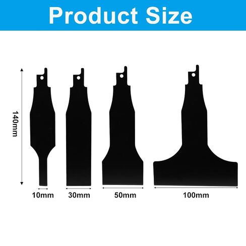 4 PCS Reciprocating Saw Scraper Blade Set, Black Finish | Premium Stainless Steel, Tile Grout Removal, Wall Cleaning & Metal Derusting, Compatible with Most Saber Saws in Kuwait