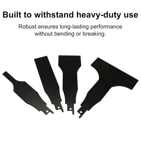 4 PCS Reciprocating Saw Scraper Blade Set, Black Finish | Premium Stainless Steel, Tile Grout Removal, Wall Cleaning & Metal Derusting, Compatible with Most Saber Saws in Kuwait