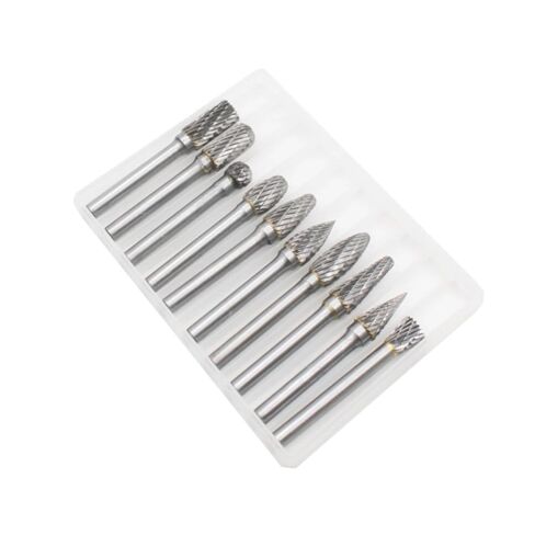 10PCS Tungsten Carbide Burr Set, 1/4" Head 1/4" Shank HRA90 Rotary Burr Bits, Compatible with Dremel for Metal Grinding, Wood Carving, Deburring,Engraving, Drilling in Kuwait