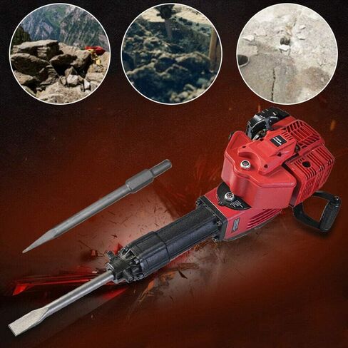 Gas Jack Hammer 2 Stroke Petrol Demolition Hammer 52cc Gasoline Concrete Breaker One Man Earth Drill with Point and Flat Chisel, Punch Single Cylinder, Air Cooling in Kuwait