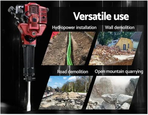 Gas Jack Hammer 2 Stroke Petrol Demolition Hammer 52cc Gasoline Concrete Breaker One Man Earth Drill with Point and Flat Chisel, Punch Single Cylinder, Air Cooling in Kuwait
