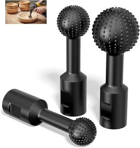 3Pcs Sphere Rotary Burr Set, 5/8-11 Thread Grinder Attachment | 3Pcs Sphere Rotary Burr Set, 5/8-11 Thread Ball Gouge Grinder Attachment for 4-1/2" & 5" Angle Grinder, Wood Carving Tools. in Kuwait