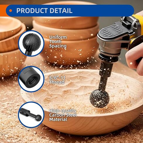 3Pcs Sphere Rotary Burr Set, 5/8-11 Thread Grinder Attachment | 3Pcs Sphere Rotary Burr Set, 5/8-11 Thread Ball Gouge Grinder Attachment for 4-1/2" & 5" Angle Grinder, Wood Carving Tools. in Kuwait