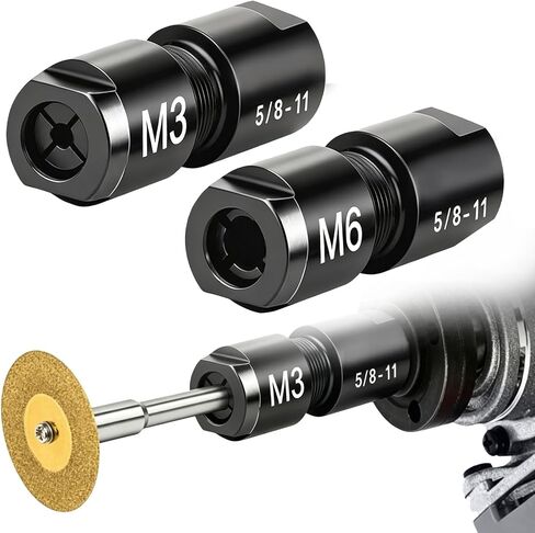 Angle Grinder to Die Grinder Adapter, 5/8"-11 Thread, 1/4" & 1/8" Collet Chucks, Heavy Duty Extension Connecting Rod for Rotary Burrs, Wood Carving & Metal Polishing, Carbon Steel, 2-Pack in Kuwait