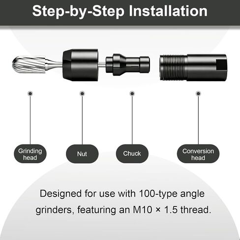 Angle Grinder to Die Grinder Adapter, 5/8"-11 Thread, 1/4" & 1/8" Collet Chucks, Heavy Duty Extension Connecting Rod for Rotary Burrs, Wood Carving & Metal Polishing, Carbon Steel, 2-Pack in Kuwait