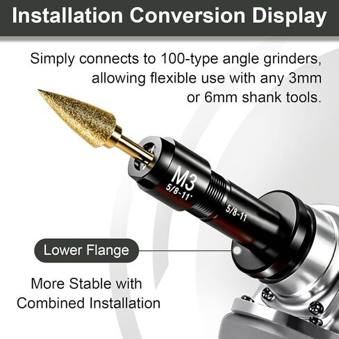 Angle Grinder to Die Grinder Adapter, 5/8"-11 Thread, 1/4" & 1/8" Collet Chucks, Heavy Duty Extension Connecting Rod for Rotary Burrs, Wood Carving & Metal Polishing, Carbon Steel, 2-Pack in Kuwait